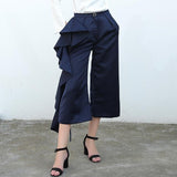 TWOTWINSTYLE Ruffle Trousers for Women High Waist Wide Leg Pants